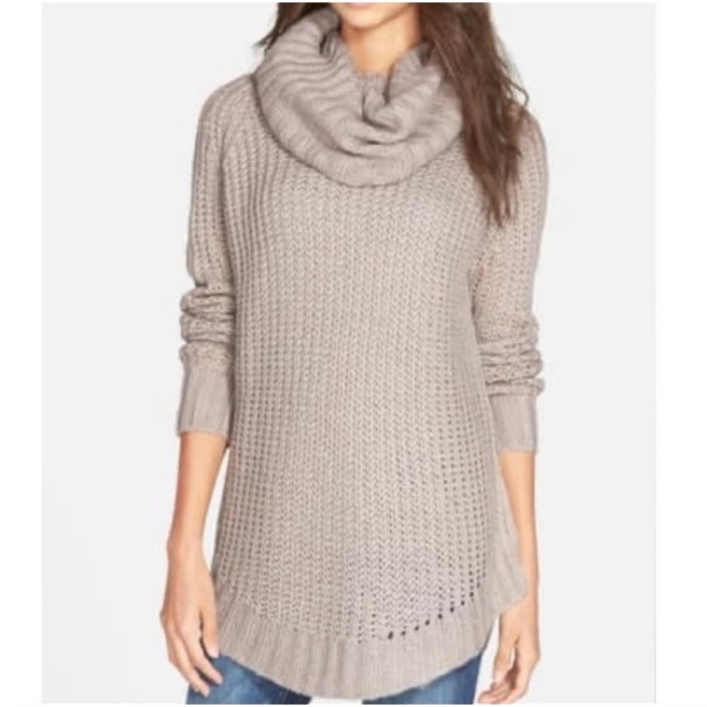 Dreamers Cowl Neck Knit Chucky Sweater Tan Women Size‎ M